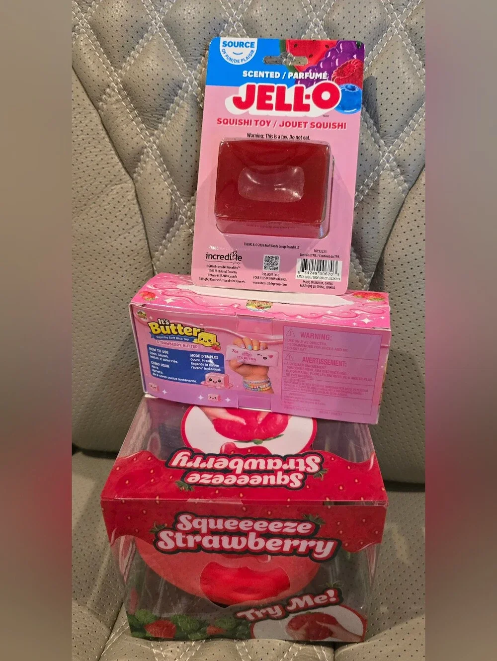 Bundle Of JELL-O Scented Squishy Toy - Pink Strawberry & Butter Pack